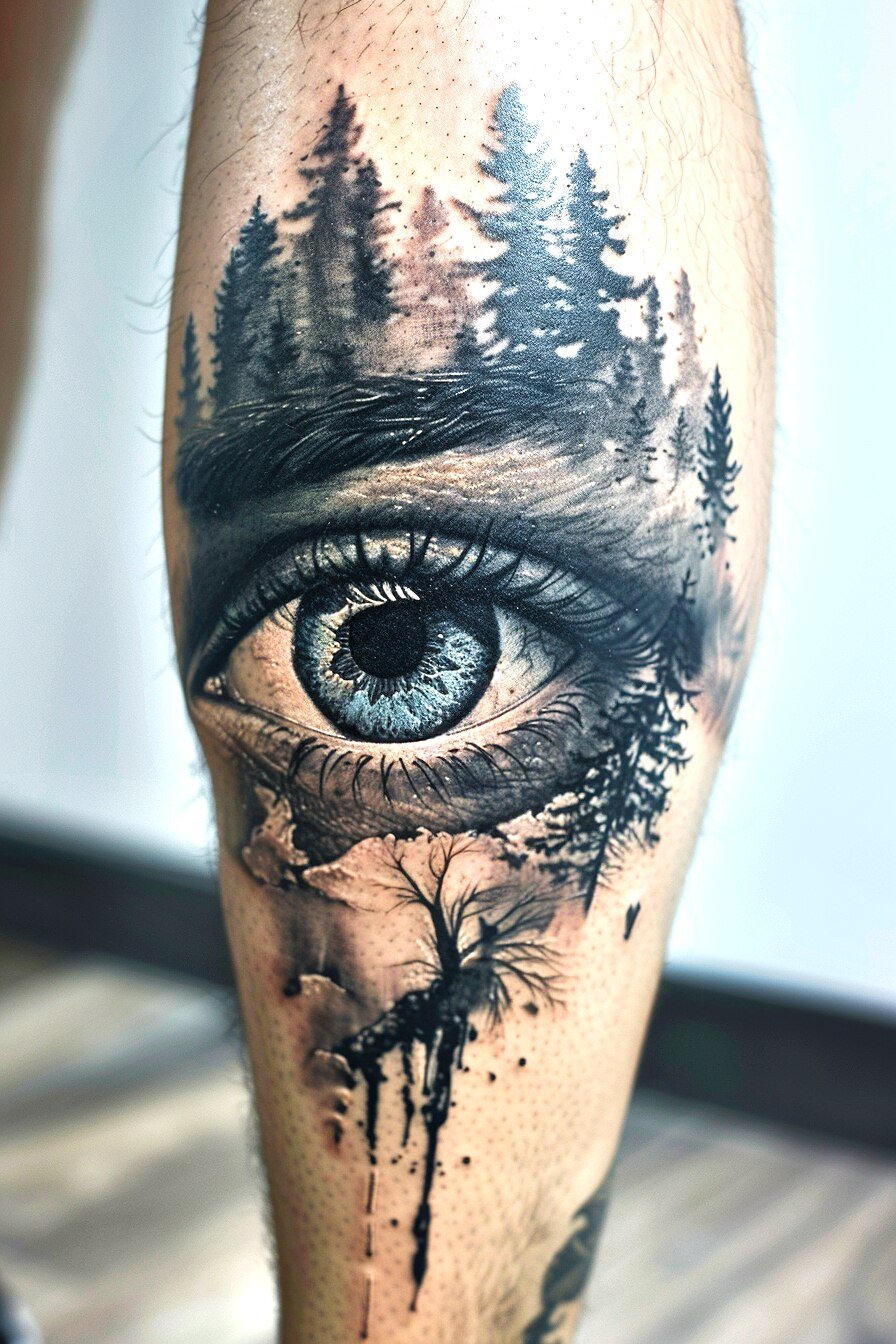 Leg Eye Tattoo For Men (1)