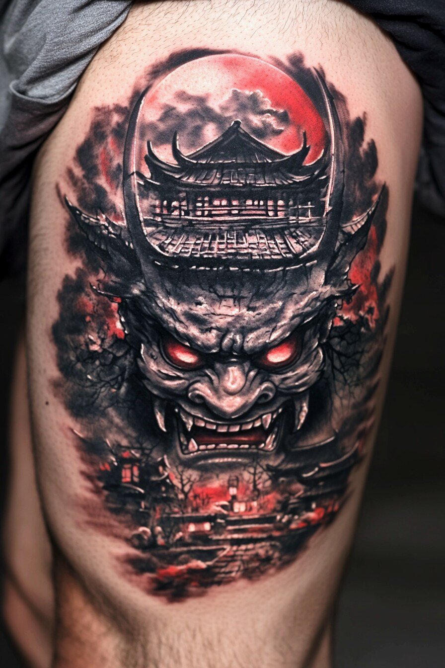 Leg Oni Tattoo Design Ideas 1