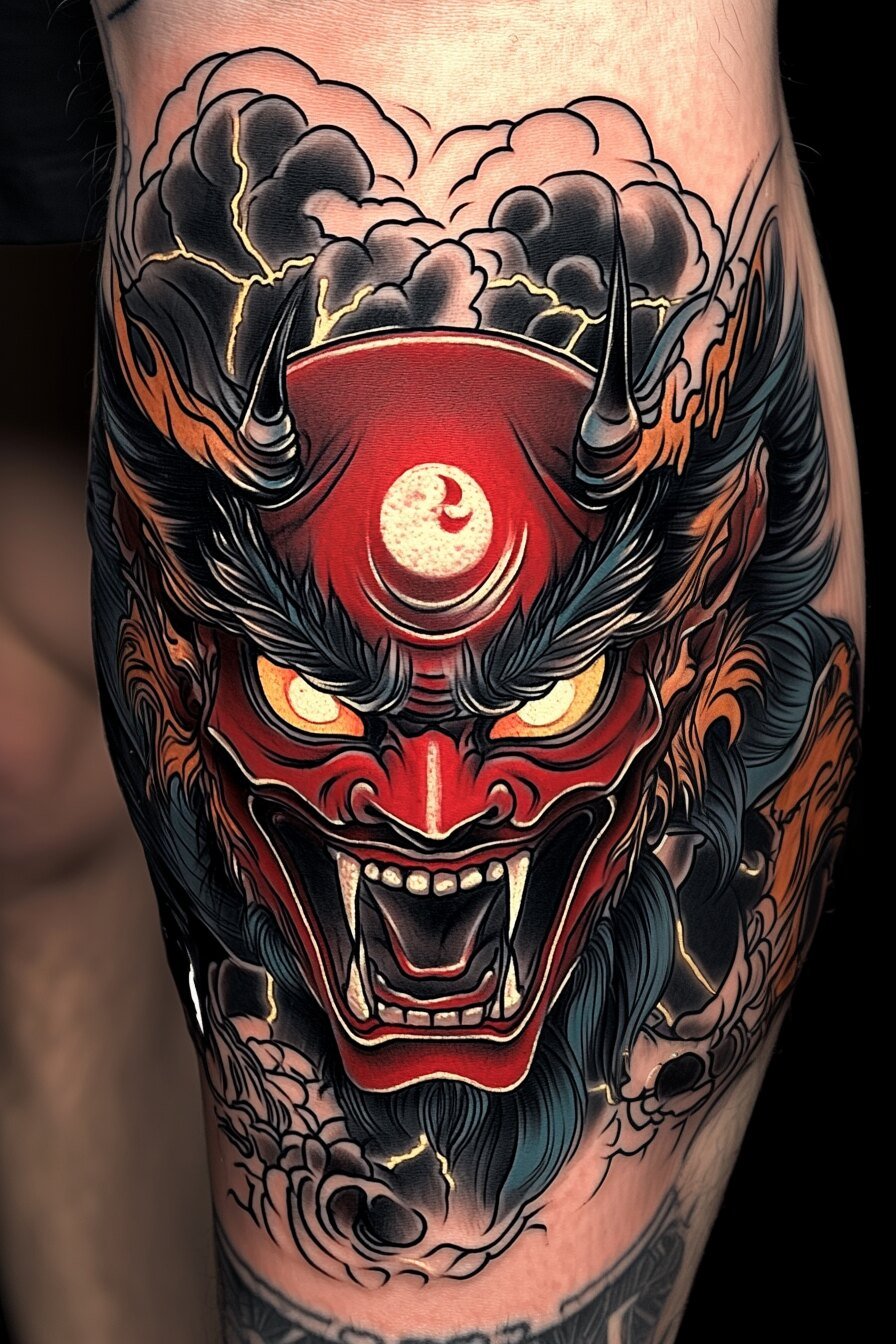 Leg Oni Tattoo Design Ideas 2