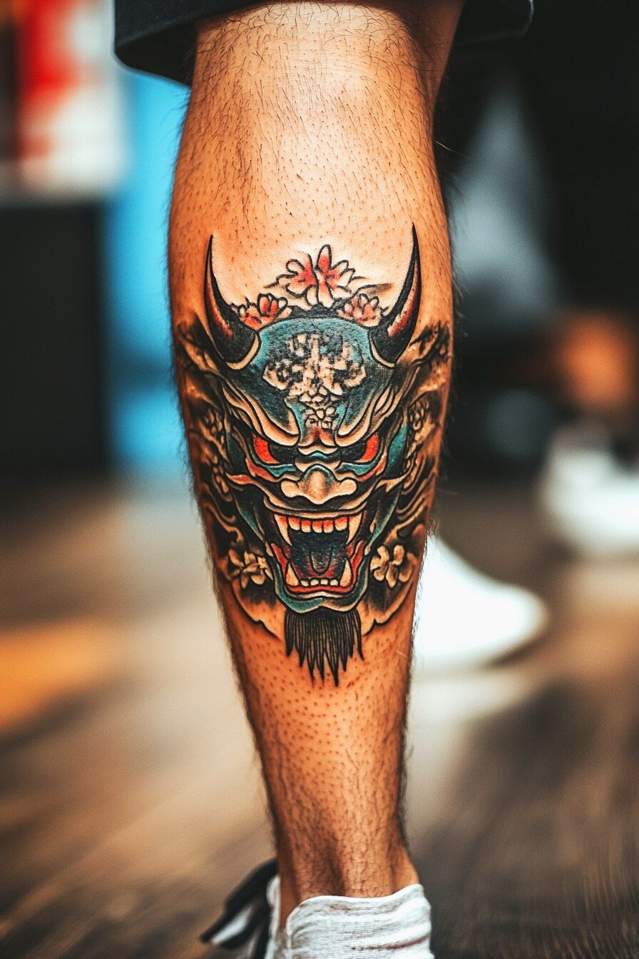 Leg Oni Tattoo Design Ideas 3