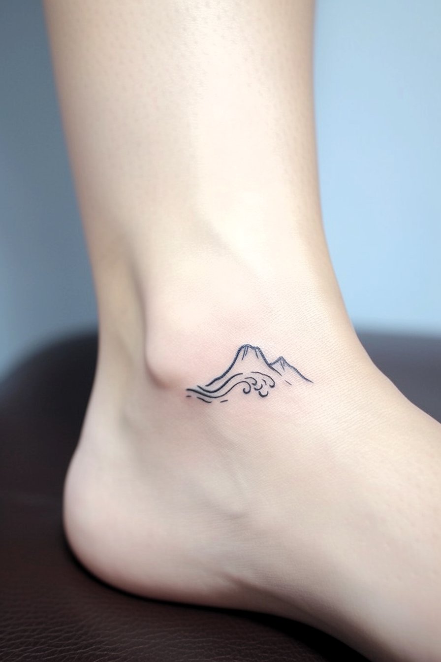 Lower Body - Simple Mountain Tattoo Design Idea 3 (Foot)