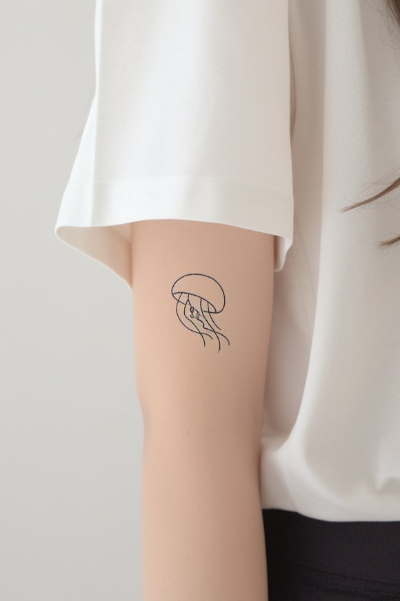 Minimalist Jellyfish Tattoo Design Idea 22