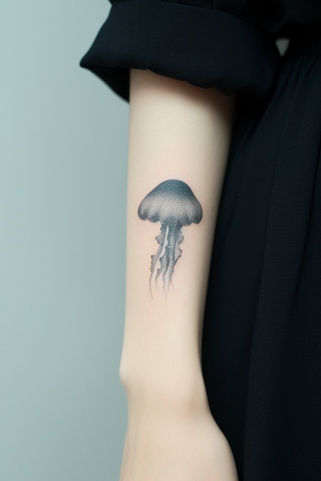 Minimalist Jellyfish Tattoo Design Idea 23