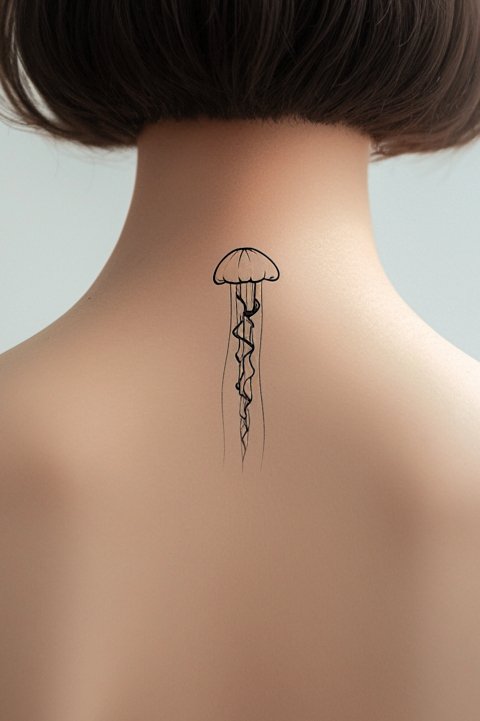 Minimalist Jellyfish Tattoo Design Idea 44