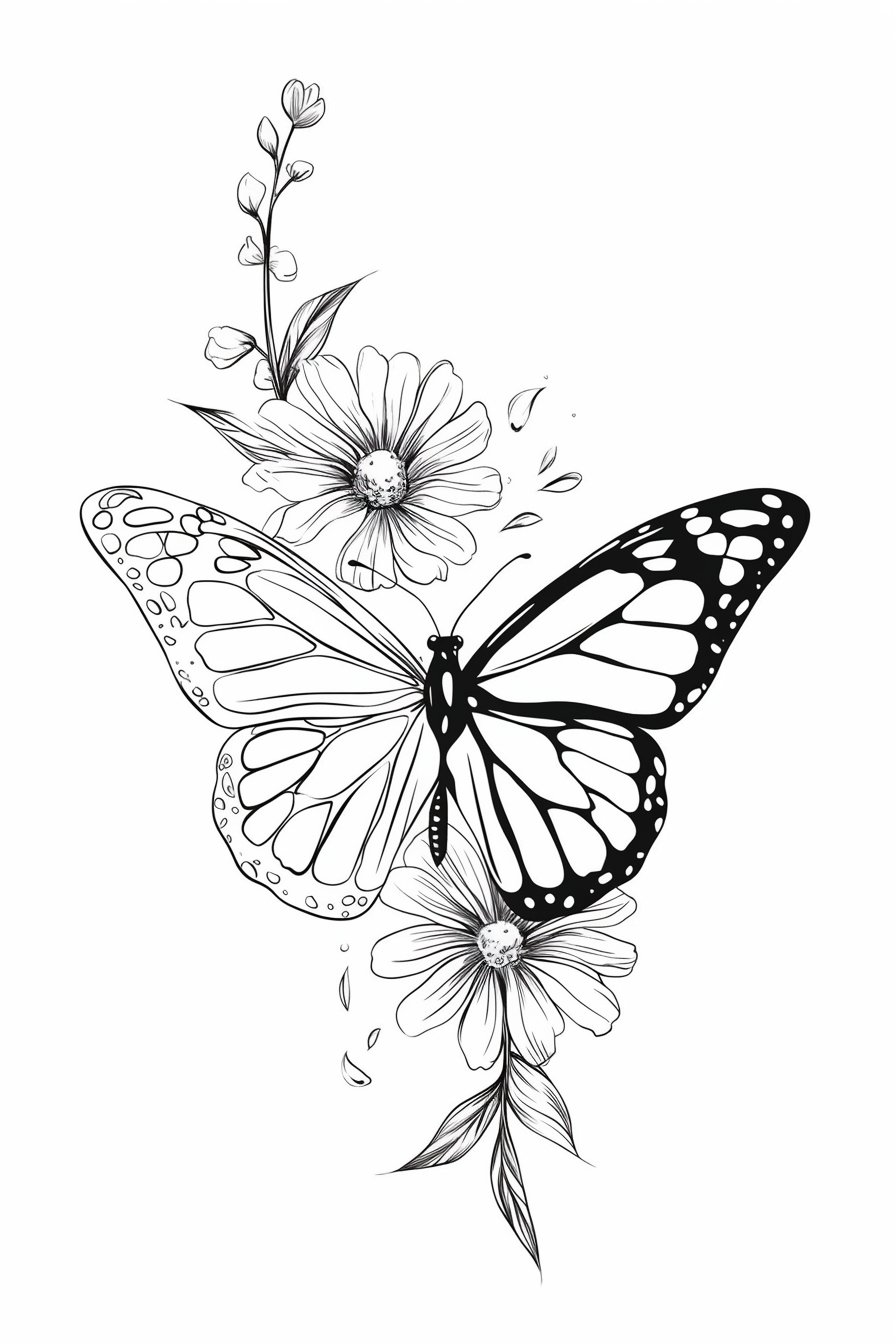 Monarch Butterfly Tattoo Stencil Ideas 2