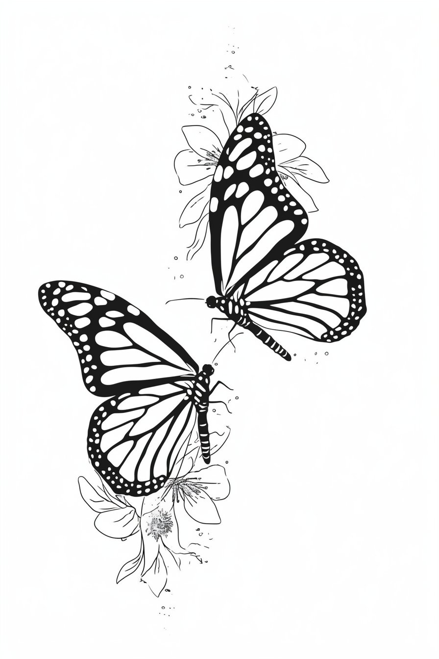 Monarch Butterfly Tattoo Stencil Ideas 3