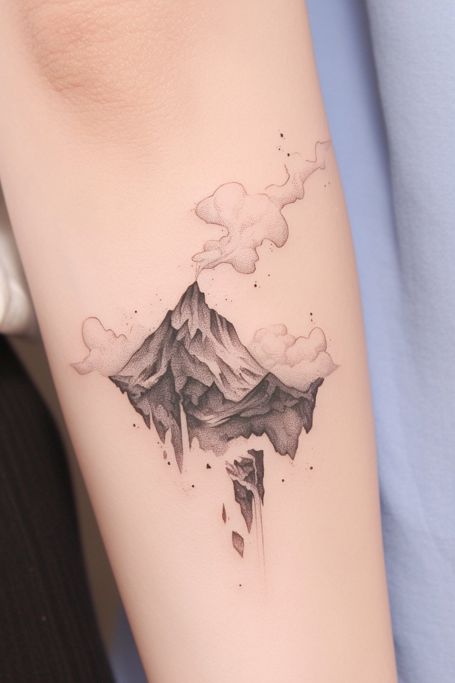 Mountain Tattoo Design Idea 38 (Lava - Floating)