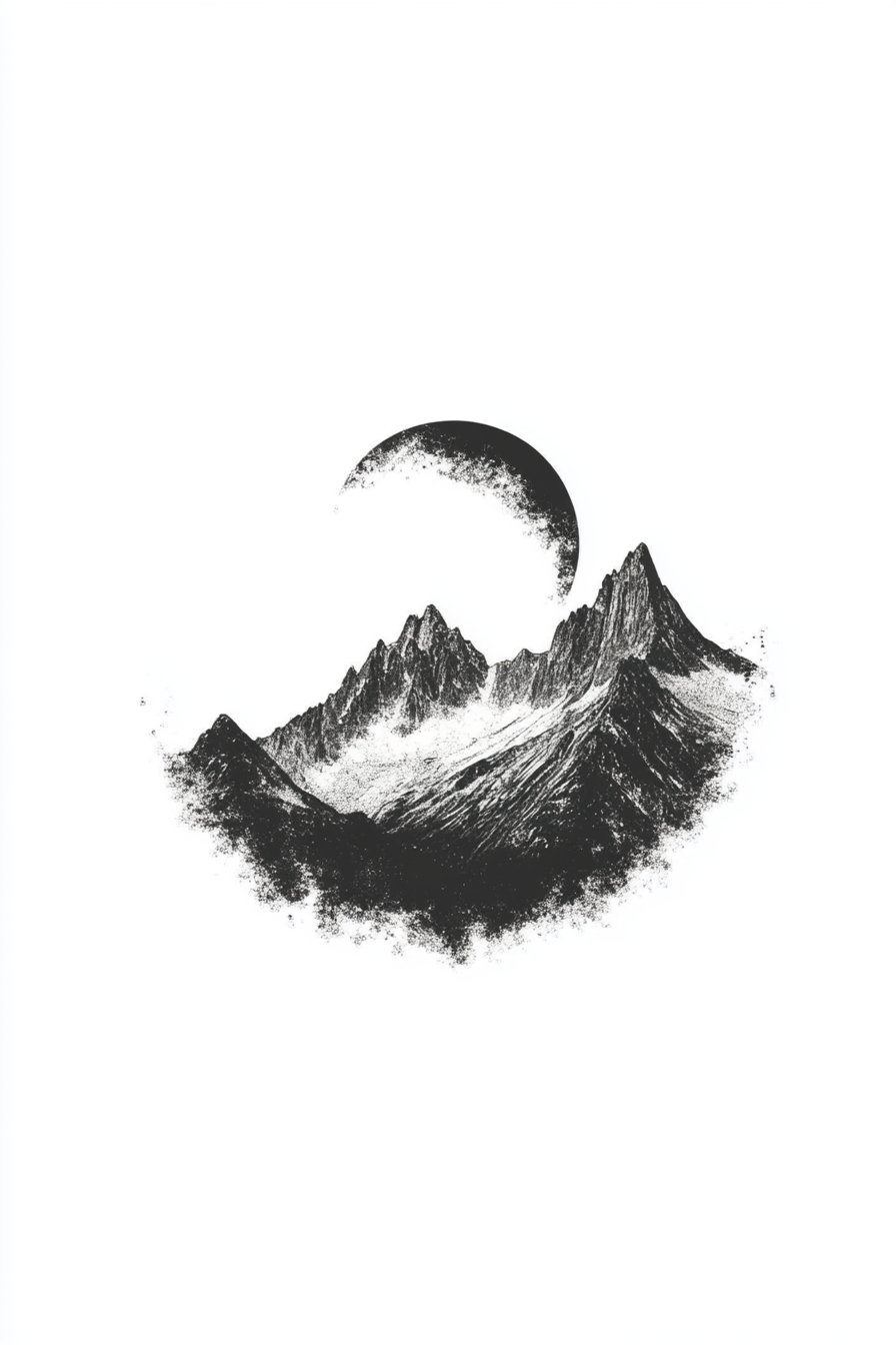 Mountain Tattoo Stencil Design Ideas 10