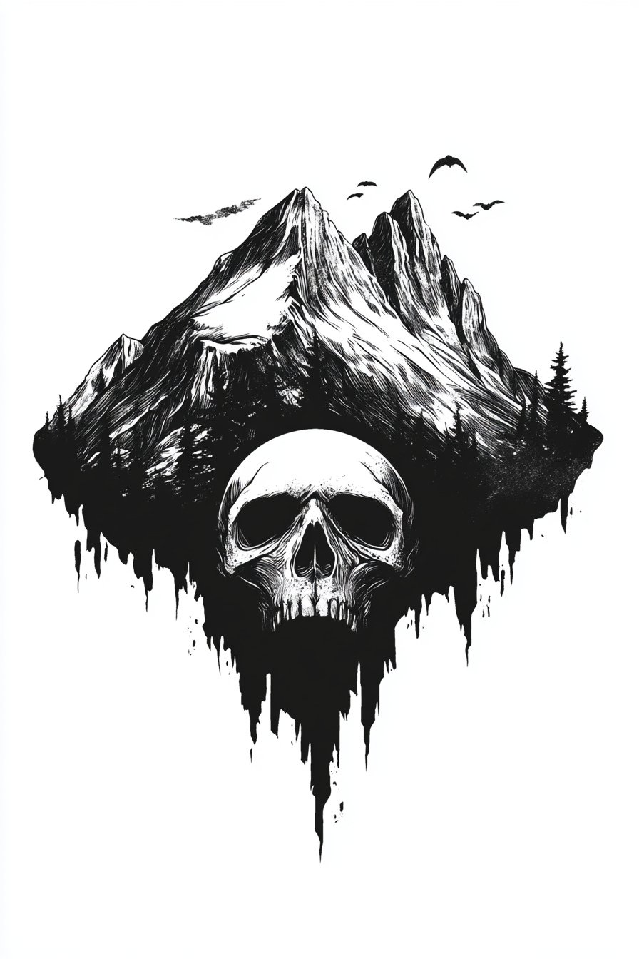 Mountain Tattoo Stencil Design Ideas 13