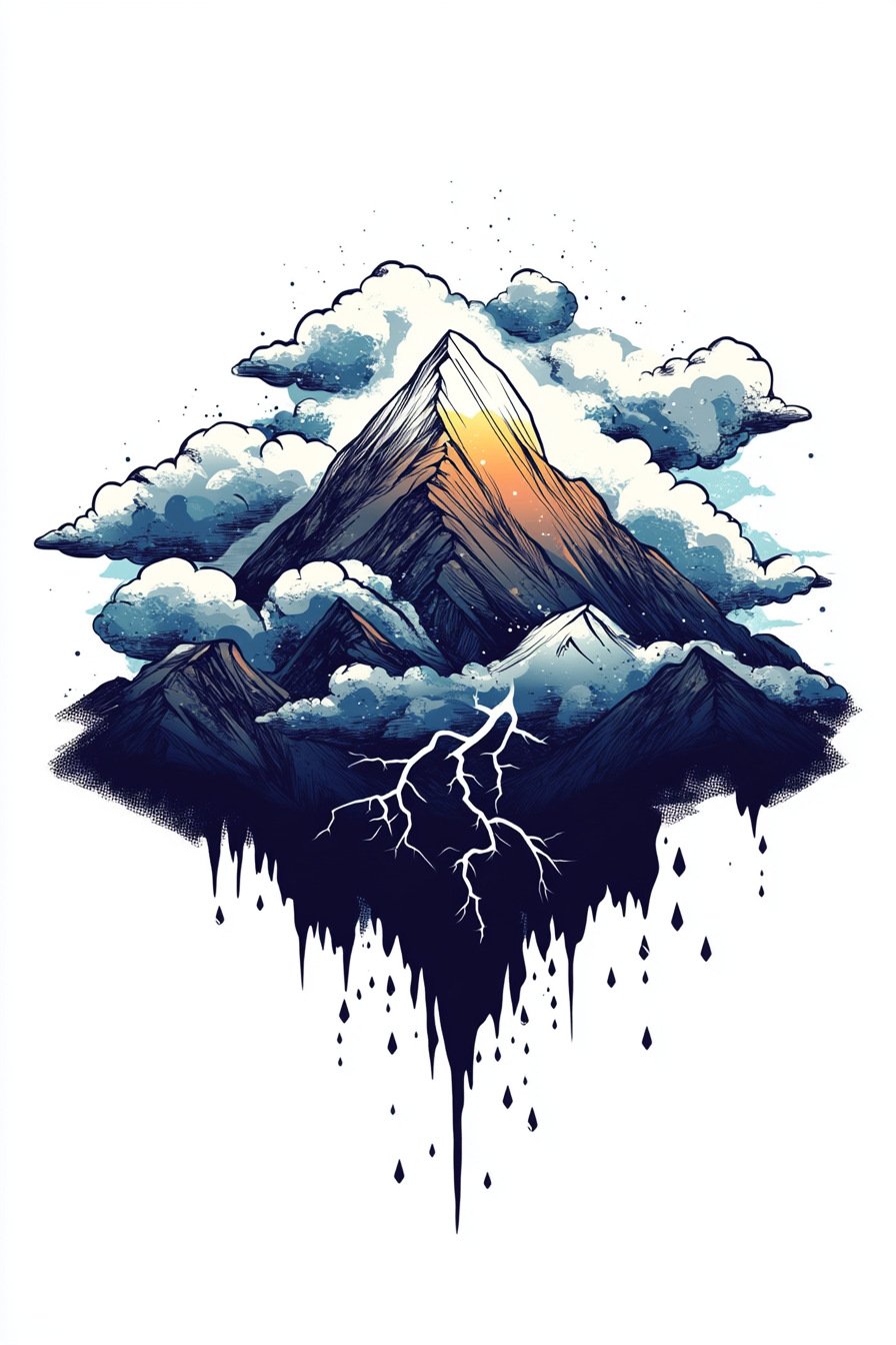 Mountain Tattoo Stencil Design Ideas 4