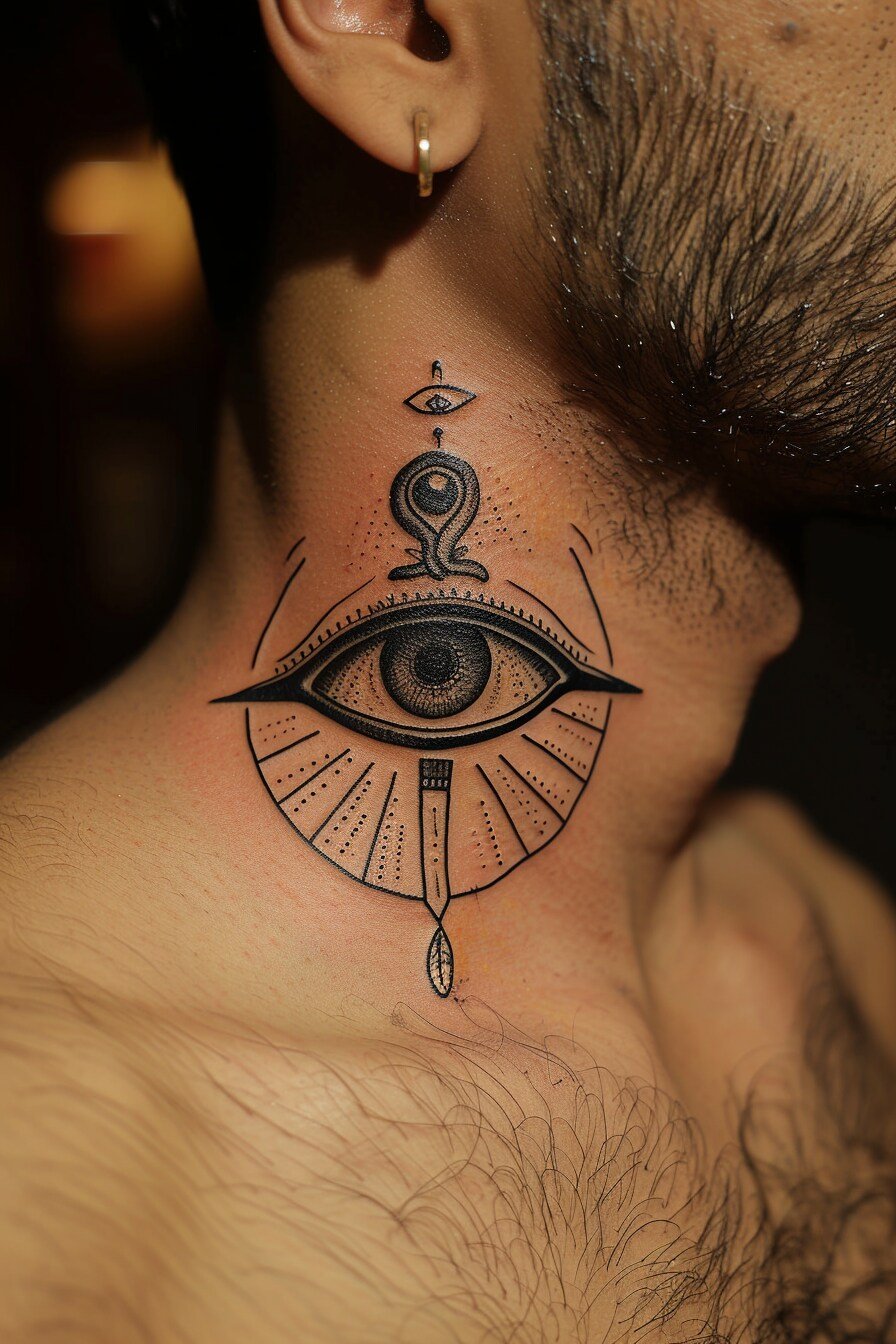 Neck Eye Tattoo For Men (1)