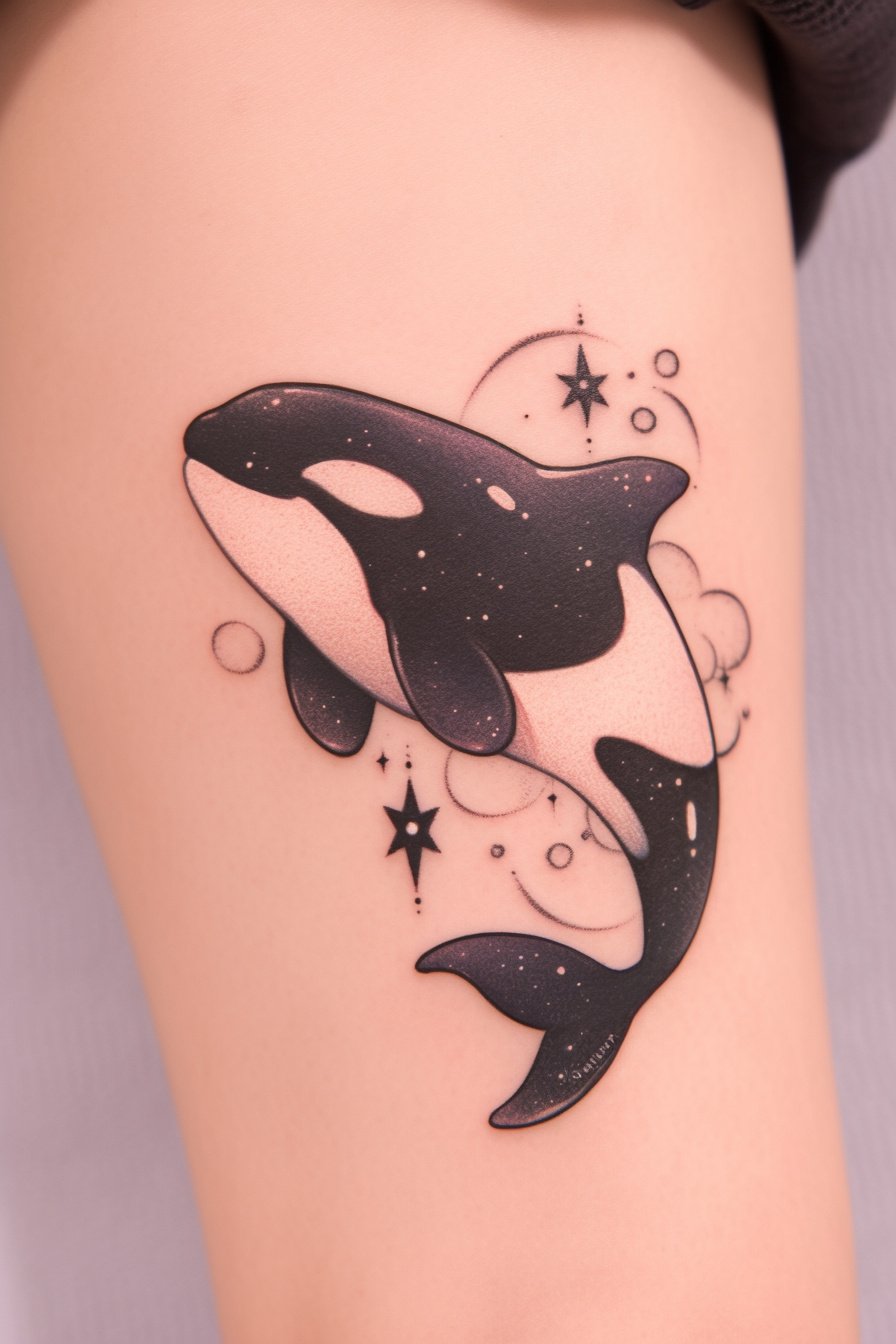 Orca- Killer Whale Tattoo (10) - Thigh