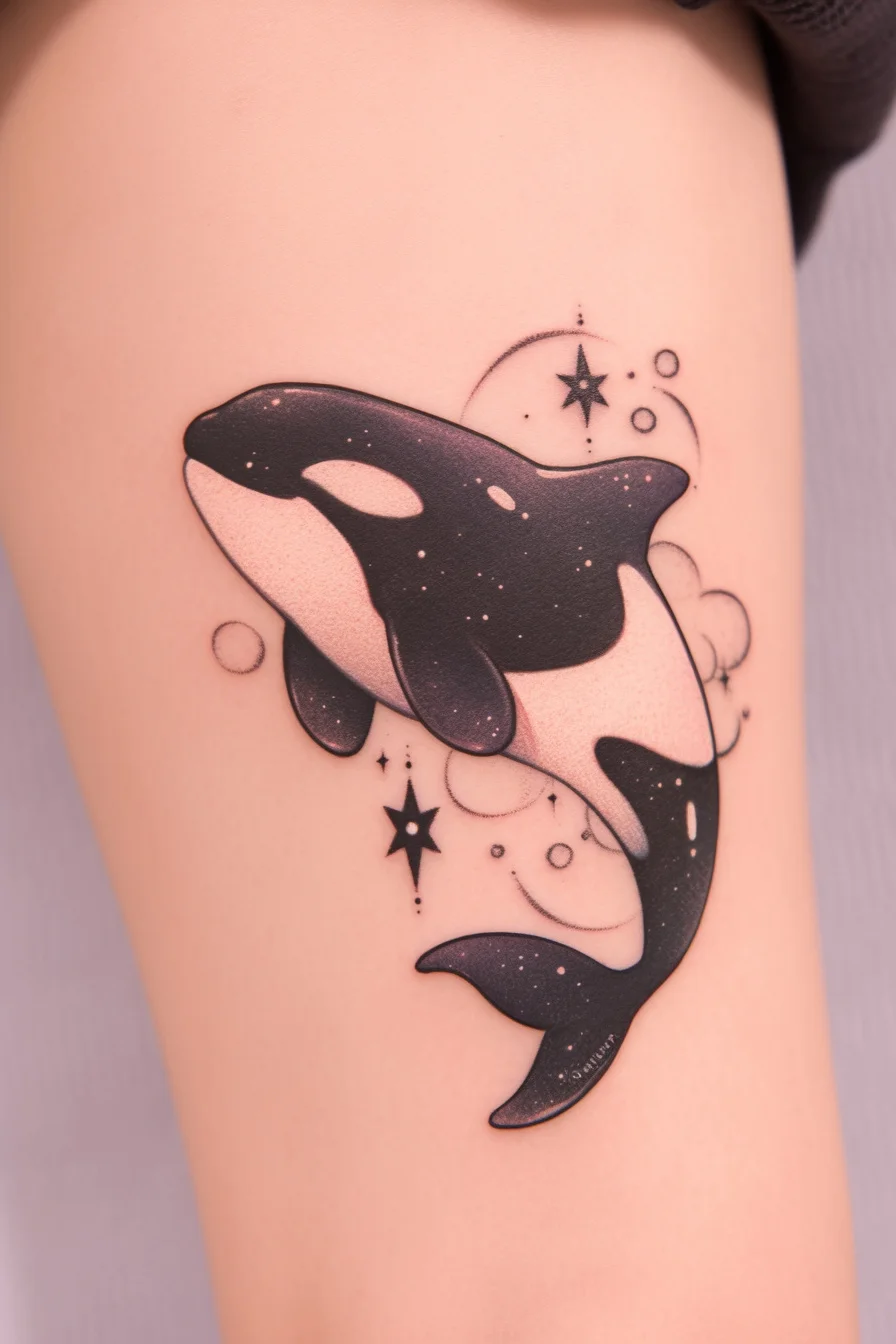 Orca Whale Tattoo (10) - Thigh