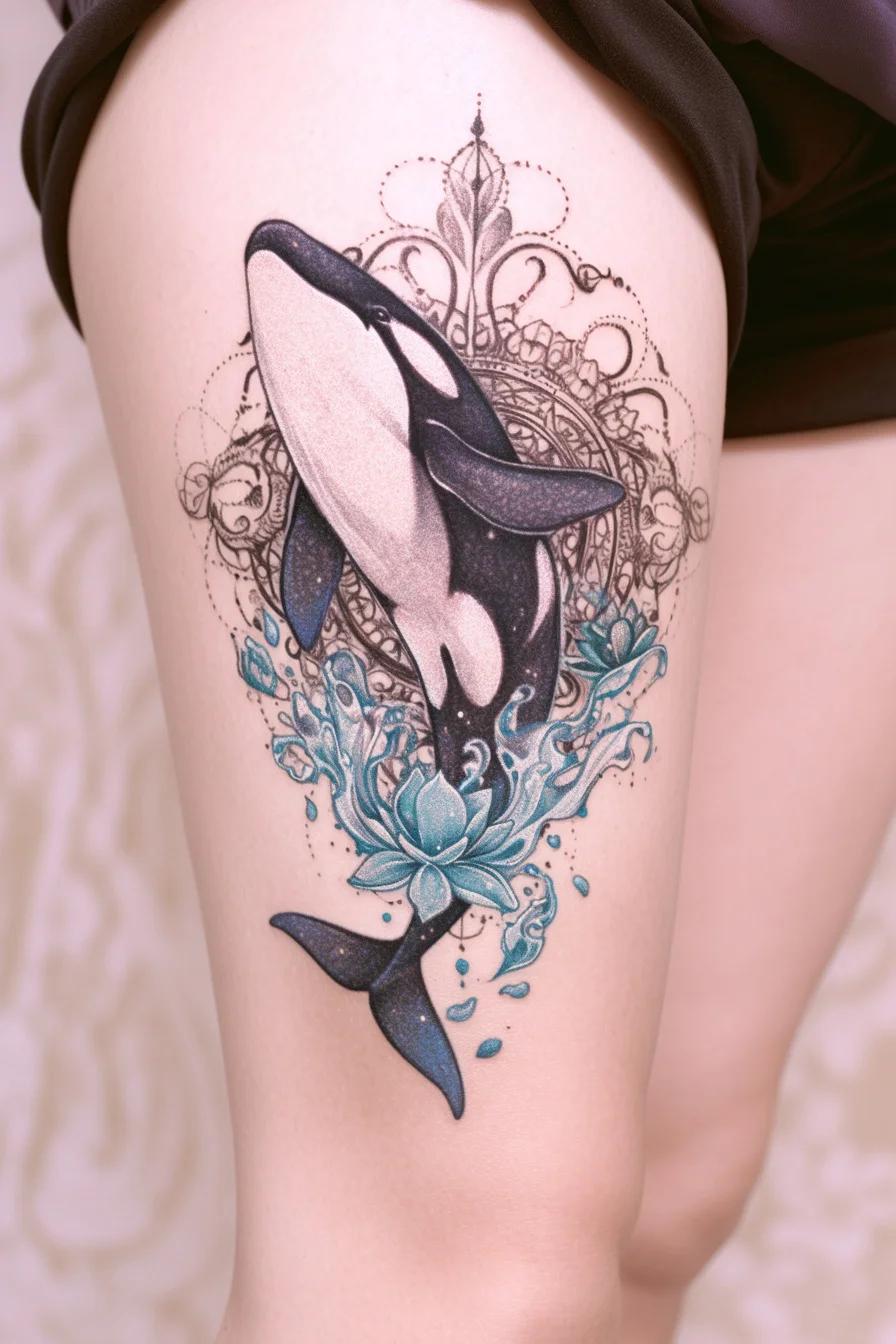 Orca Whale Tattoo (24) - Thigh