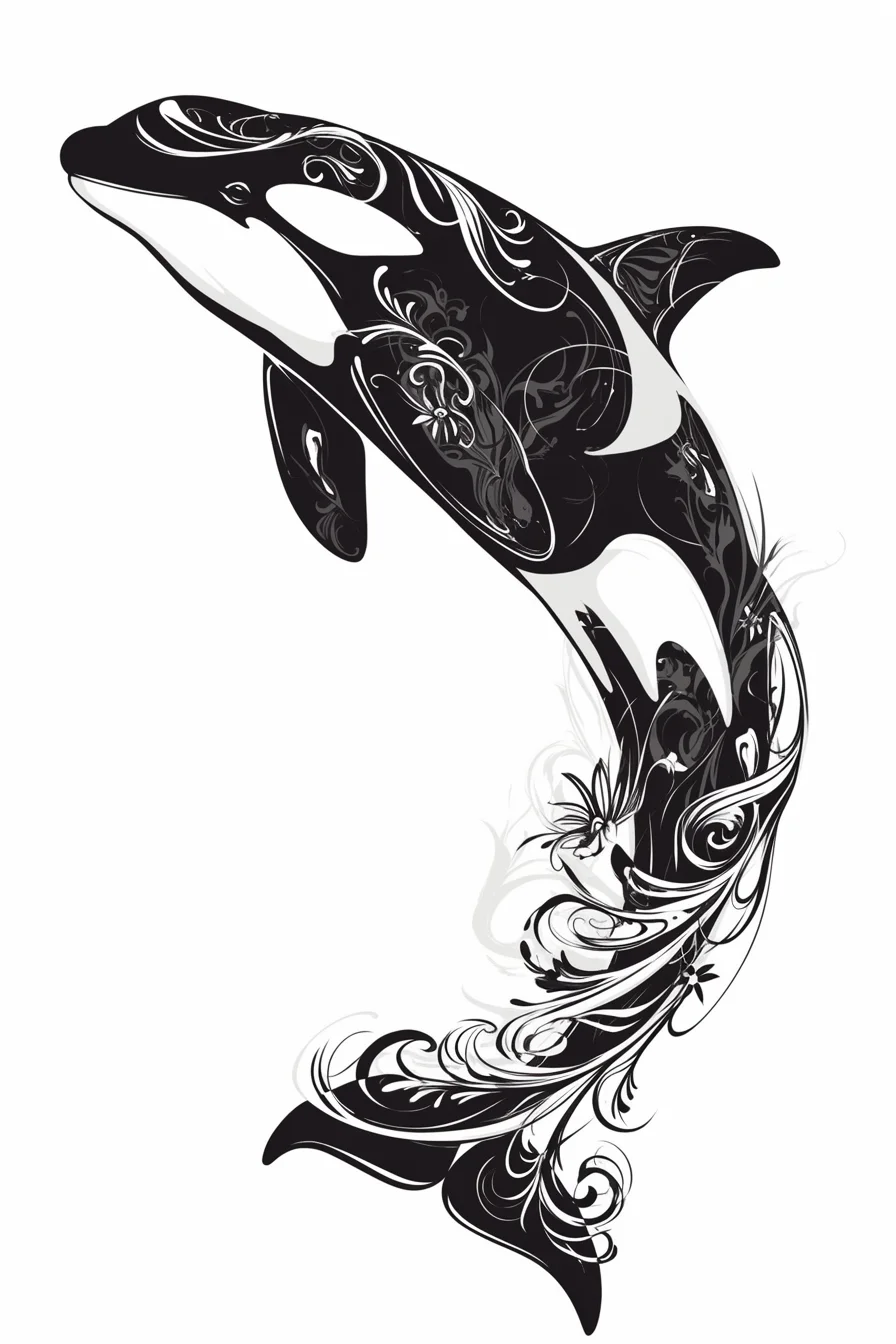 Orca Whale Tattoo Stencil (4)