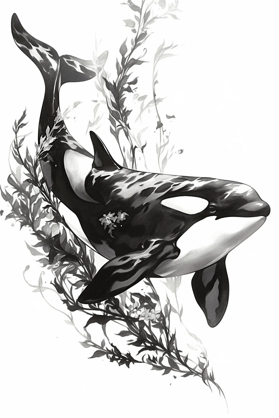 Orca Whale Tattoo Stencil (7)