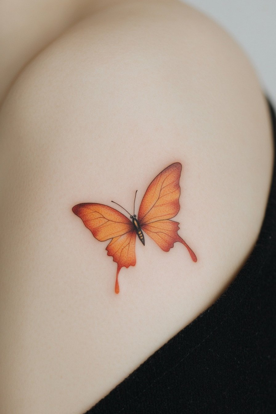 Shoulder Small & SImple Butterfly Tattoo Design Ideas 5