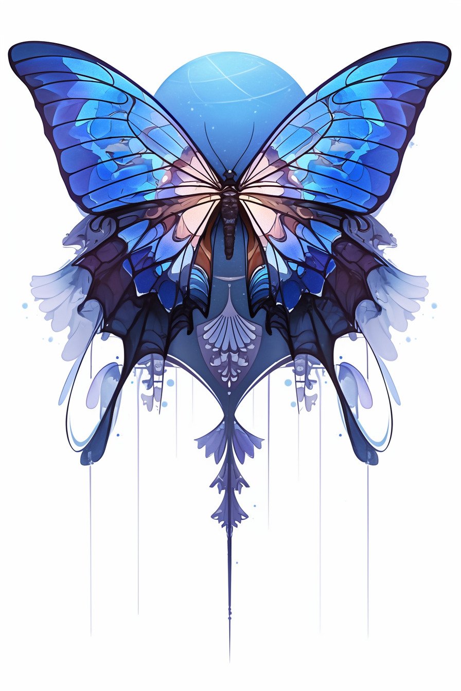 Stencil Blue Butterfly Tattoo Design Ideas 10