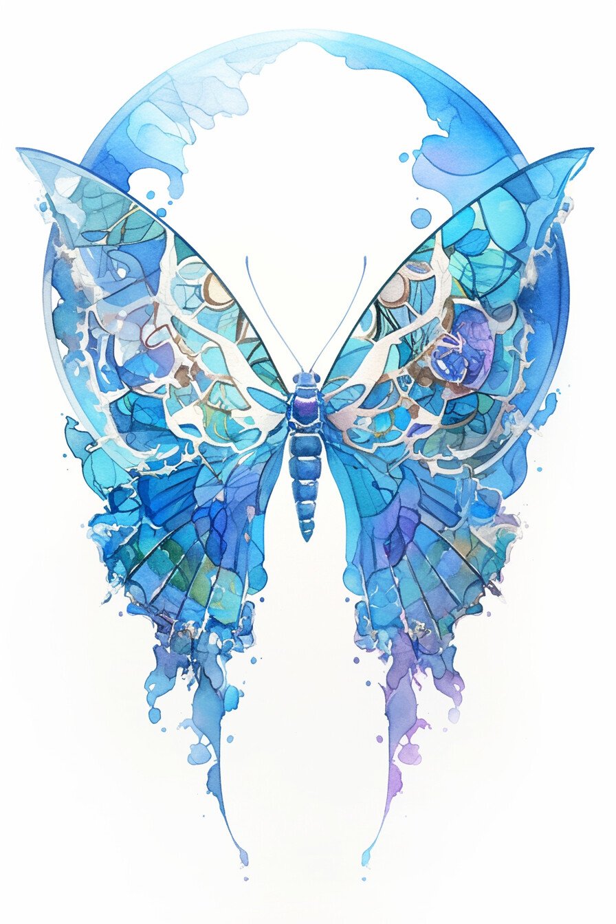 Stencil Blue Butterfly Tattoo Design Ideas 13