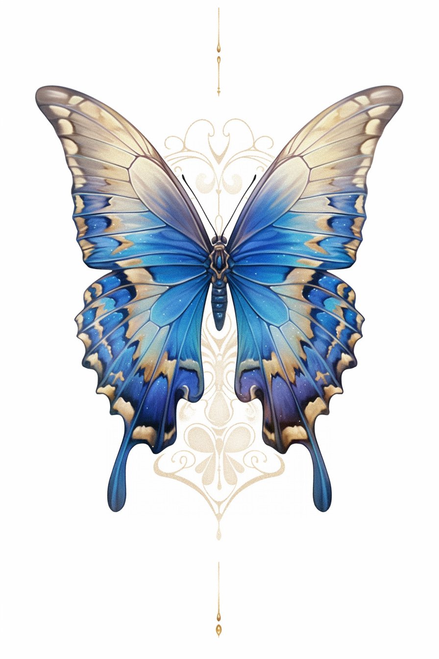 Stencil Blue Butterfly Tattoo Design Ideas 15