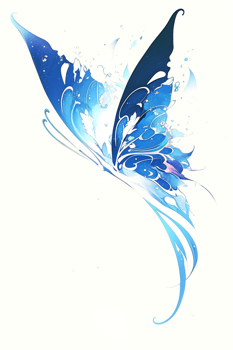 Stencil Blue Butterfly Tattoo Design Ideas 2