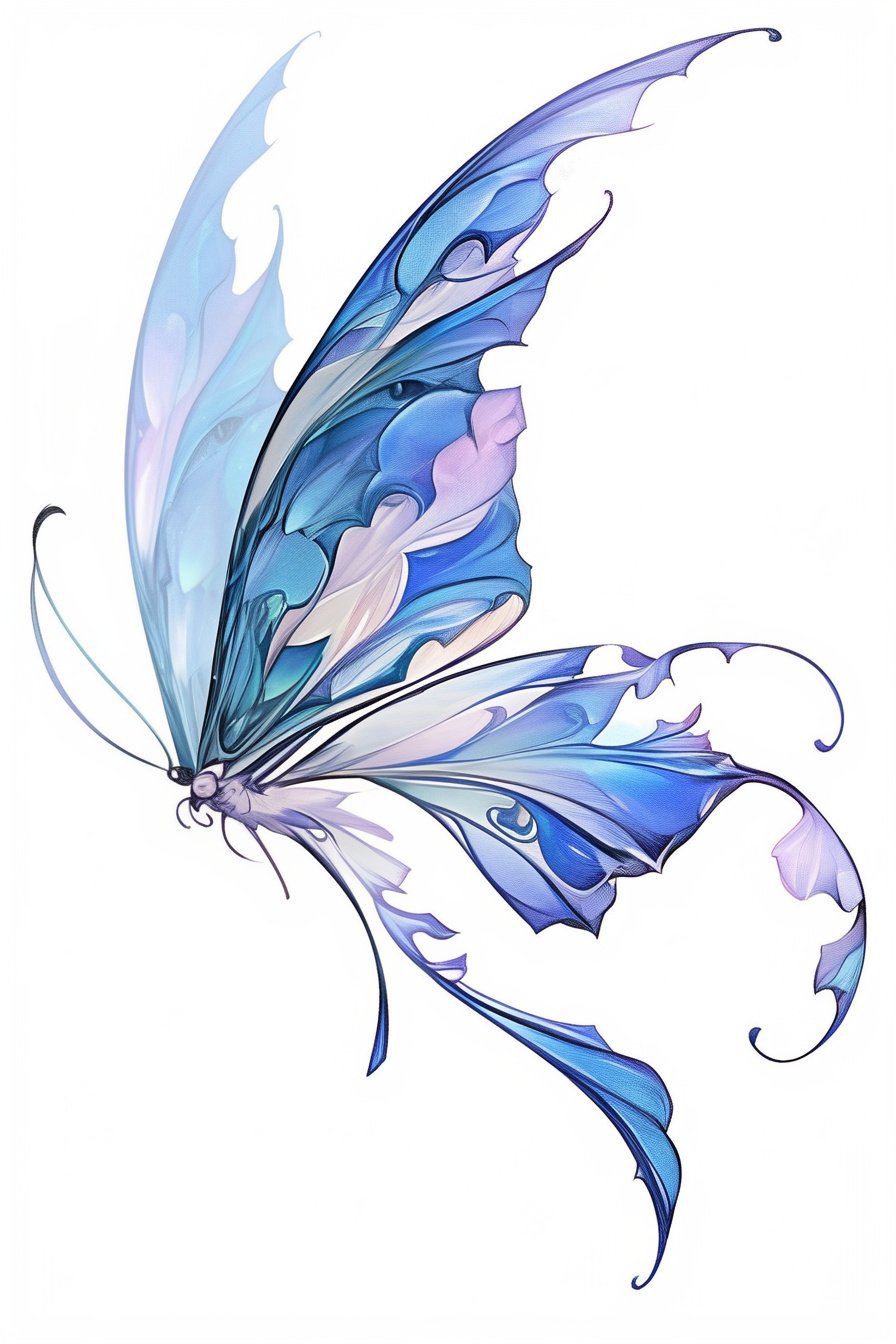 Stencil Blue Butterfly Tattoo Design Ideas 3