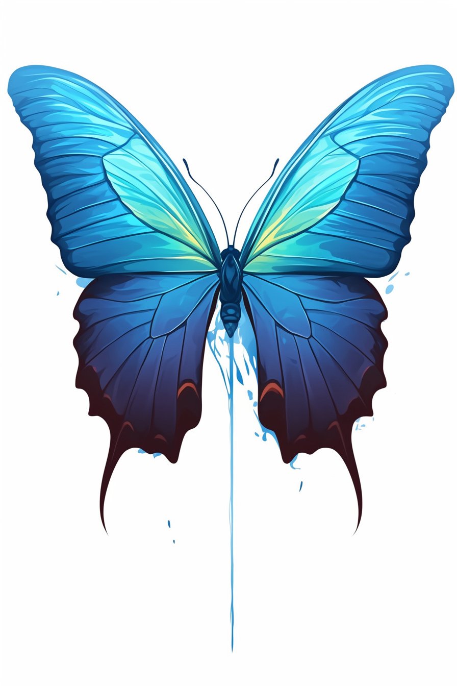 Stencil Blue Butterfly Tattoo Design Ideas 6