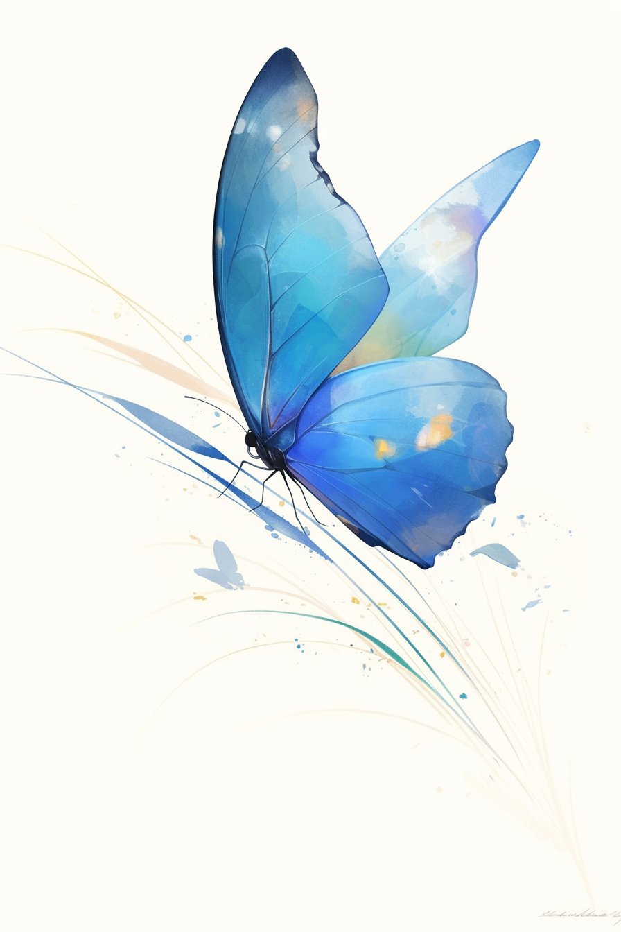 Stencil Blue Butterfly Tattoo Design Ideas 7