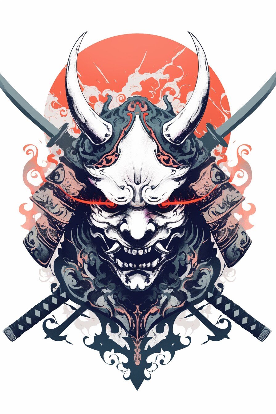 Stencil Hannya Mask Tattoo Design Ideas 2