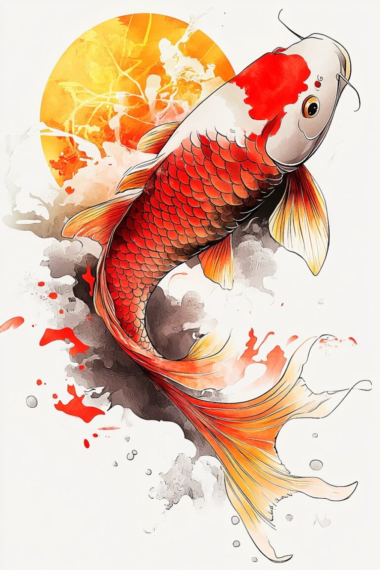 30 Creative Koi Fish Tattoo Stencil Designs for Your Next Ink – Refined ...