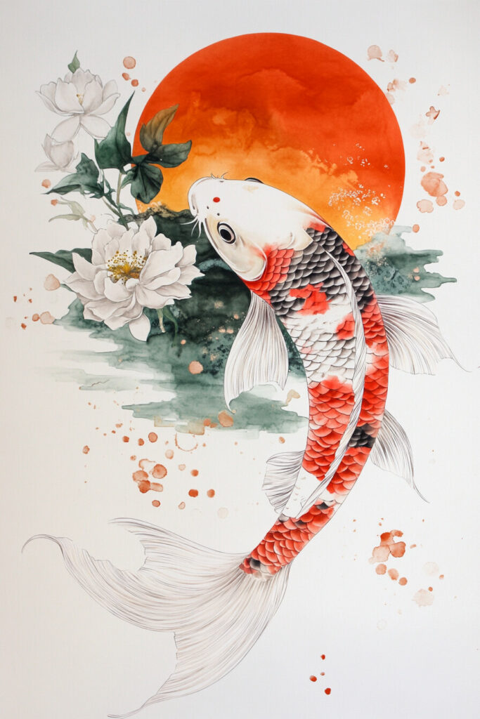 30 Creative Koi Fish Tattoo Stencil Designs for Your Next Ink – Refined ...