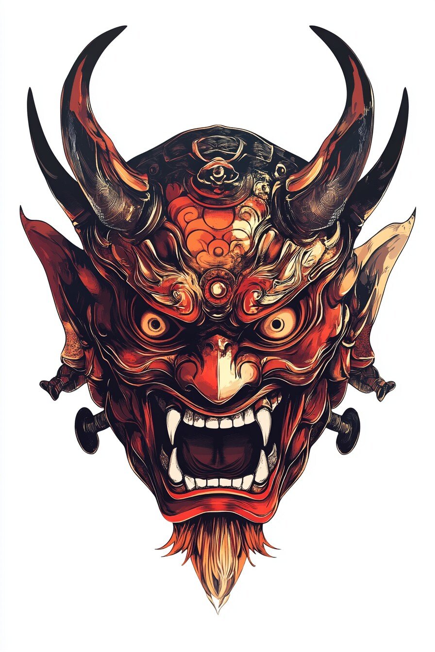 Stencil Oni Tattoo Design Ideas 11