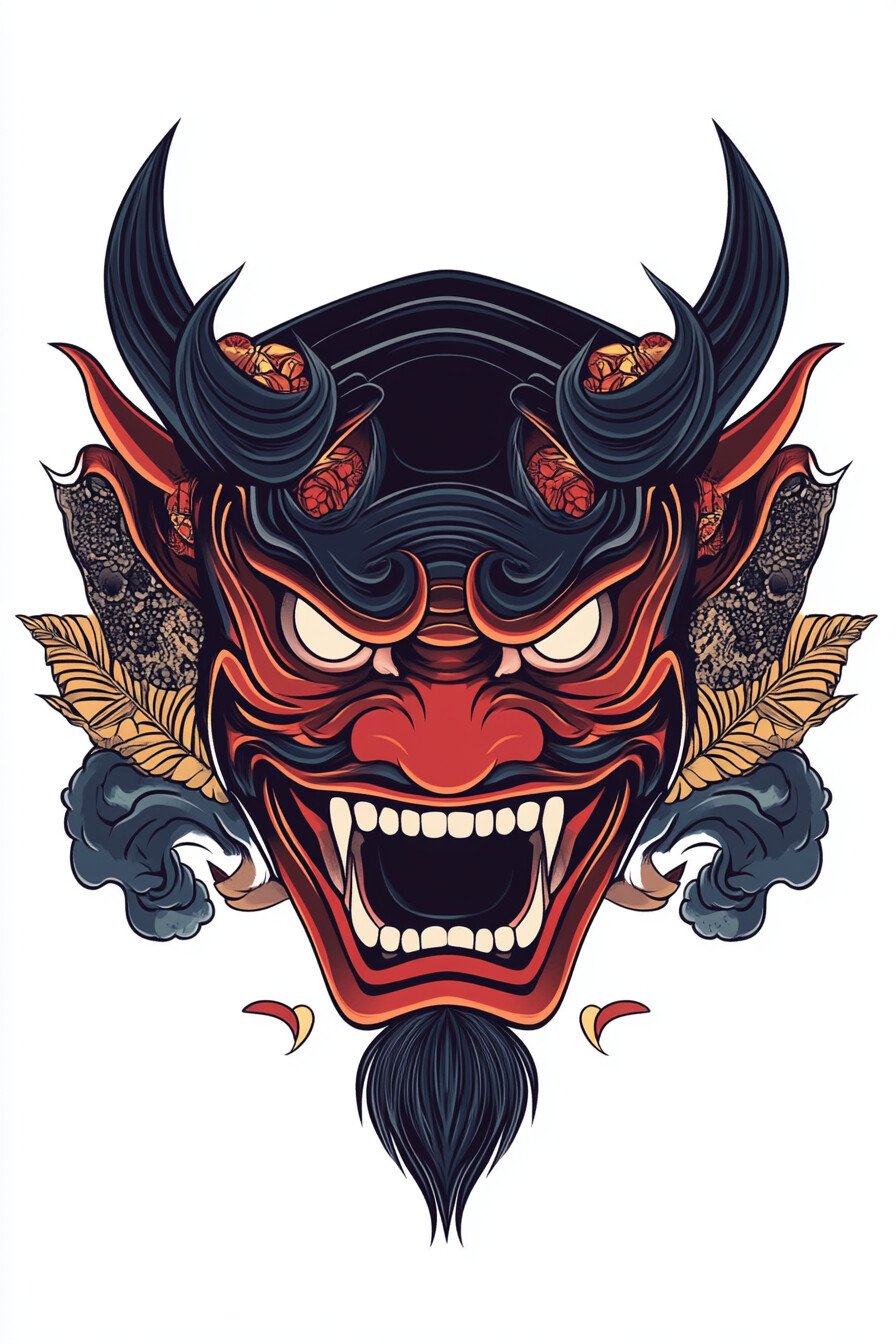 Stencil Oni Tattoo Design Ideas 17