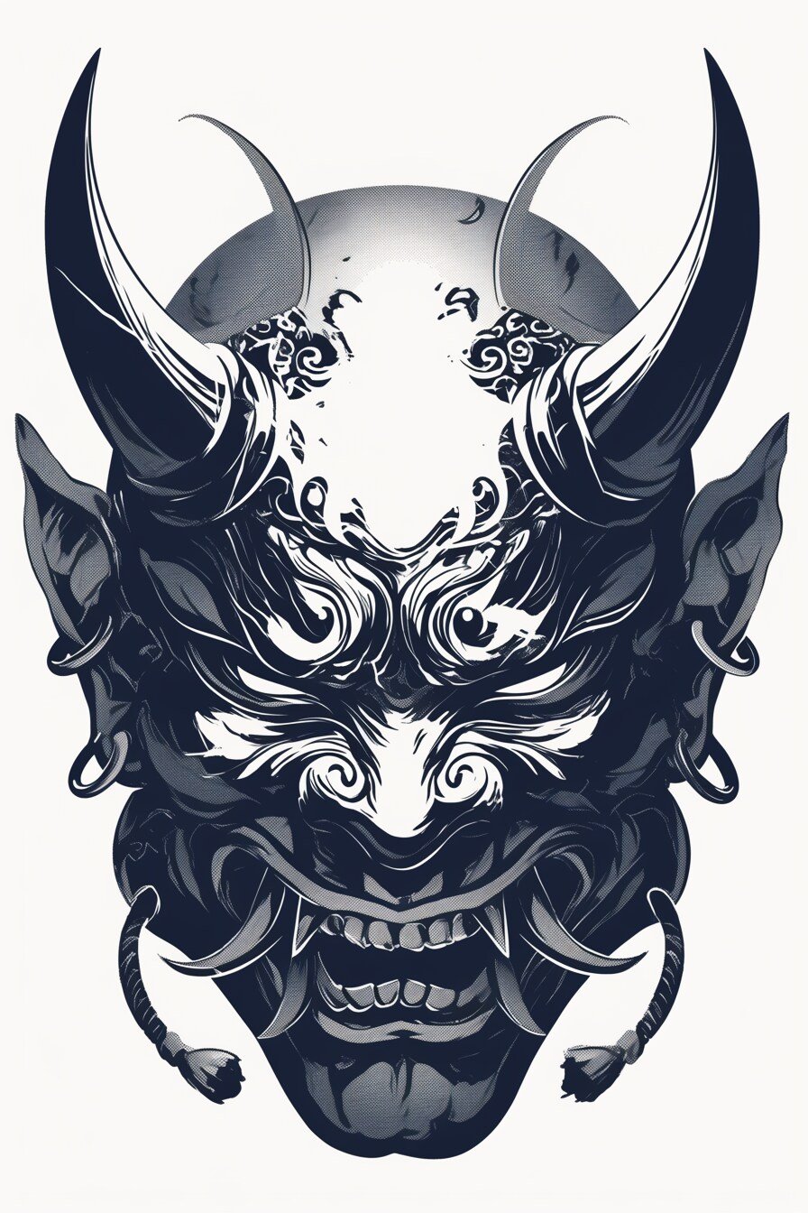 Stencil Oni Tattoo Design Ideas 19