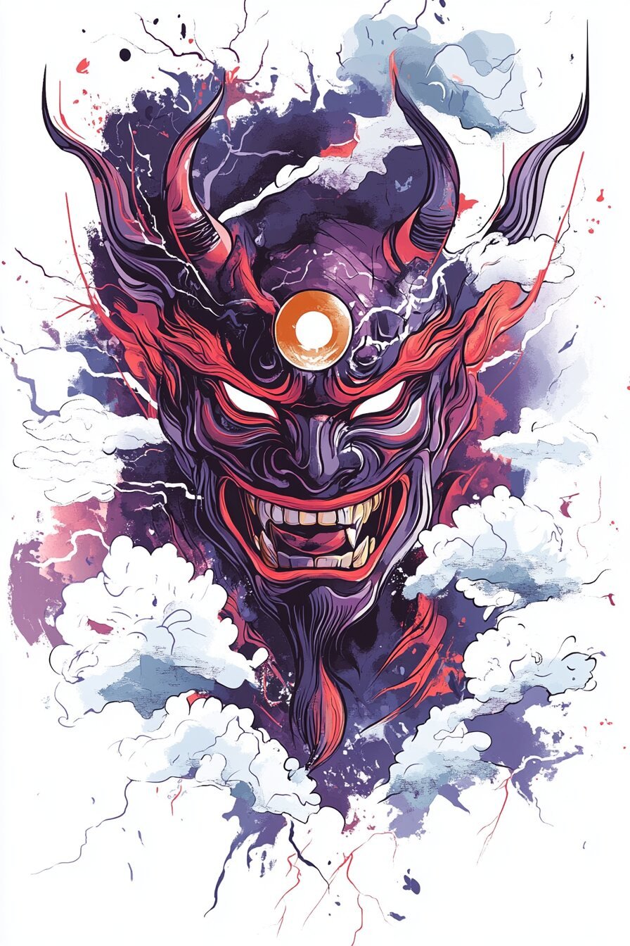 Stencil Oni Tattoo Design Ideas 2