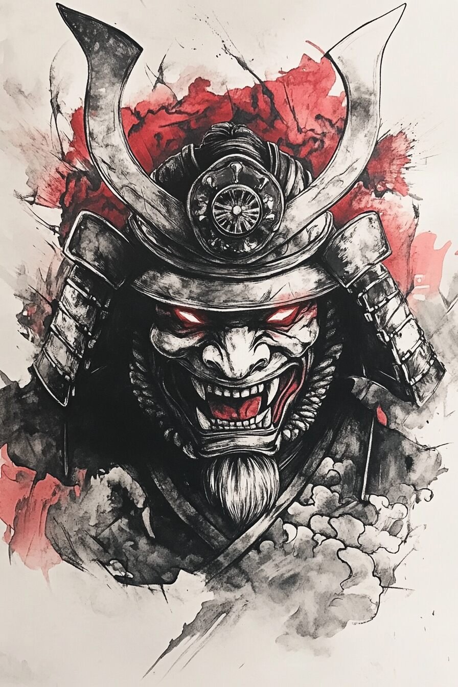 Stencil Oni Tattoo Design Ideas 3