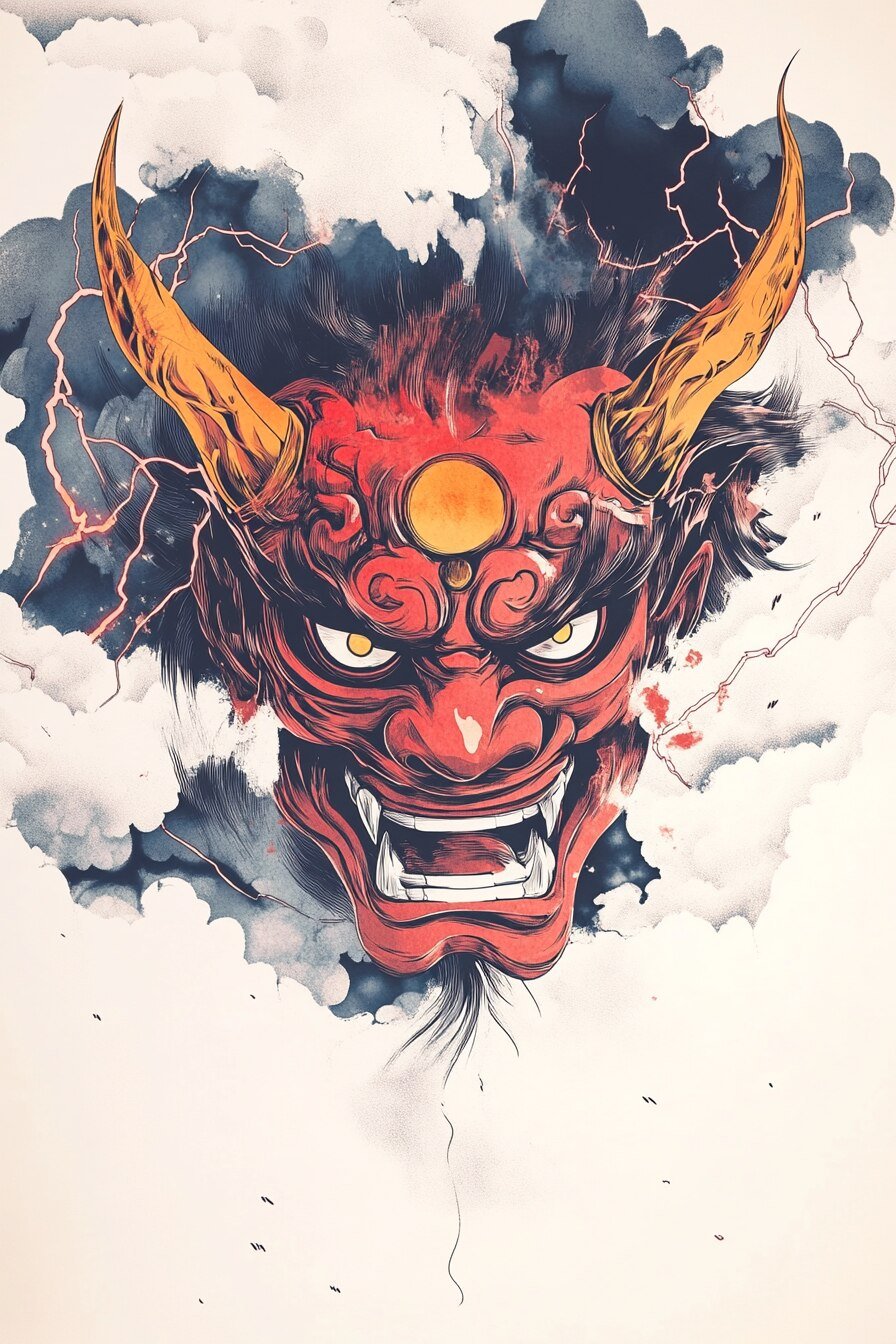 Stencil Oni Tattoo Design Ideas 4