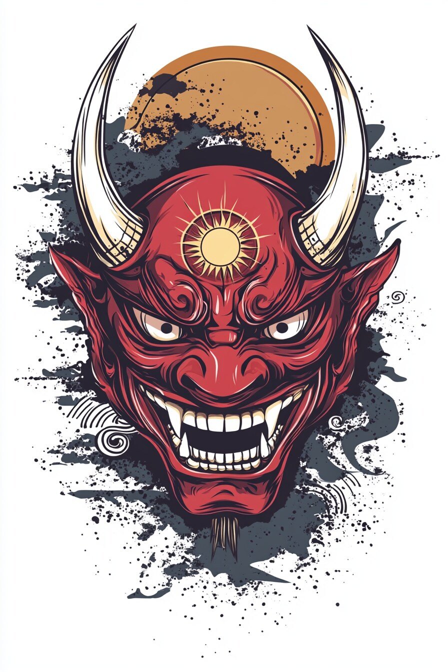 Stencil Oni Tattoo Design Ideas 5