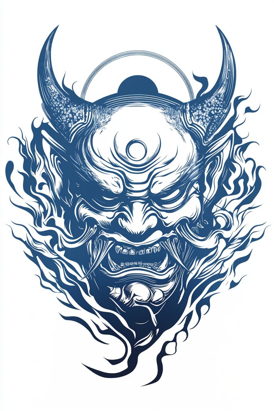 Stencil Oni Tattoo Design Ideas 7