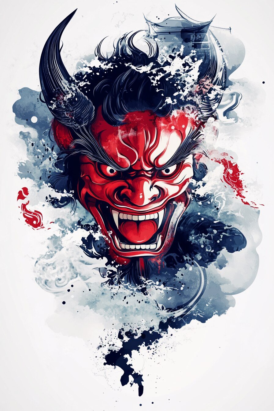 Stencil Oni Tattoo Design Ideas 8