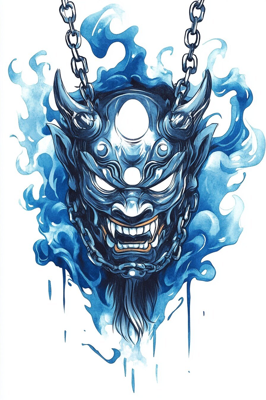 Stencil Oni Tattoo Design Ideas 9