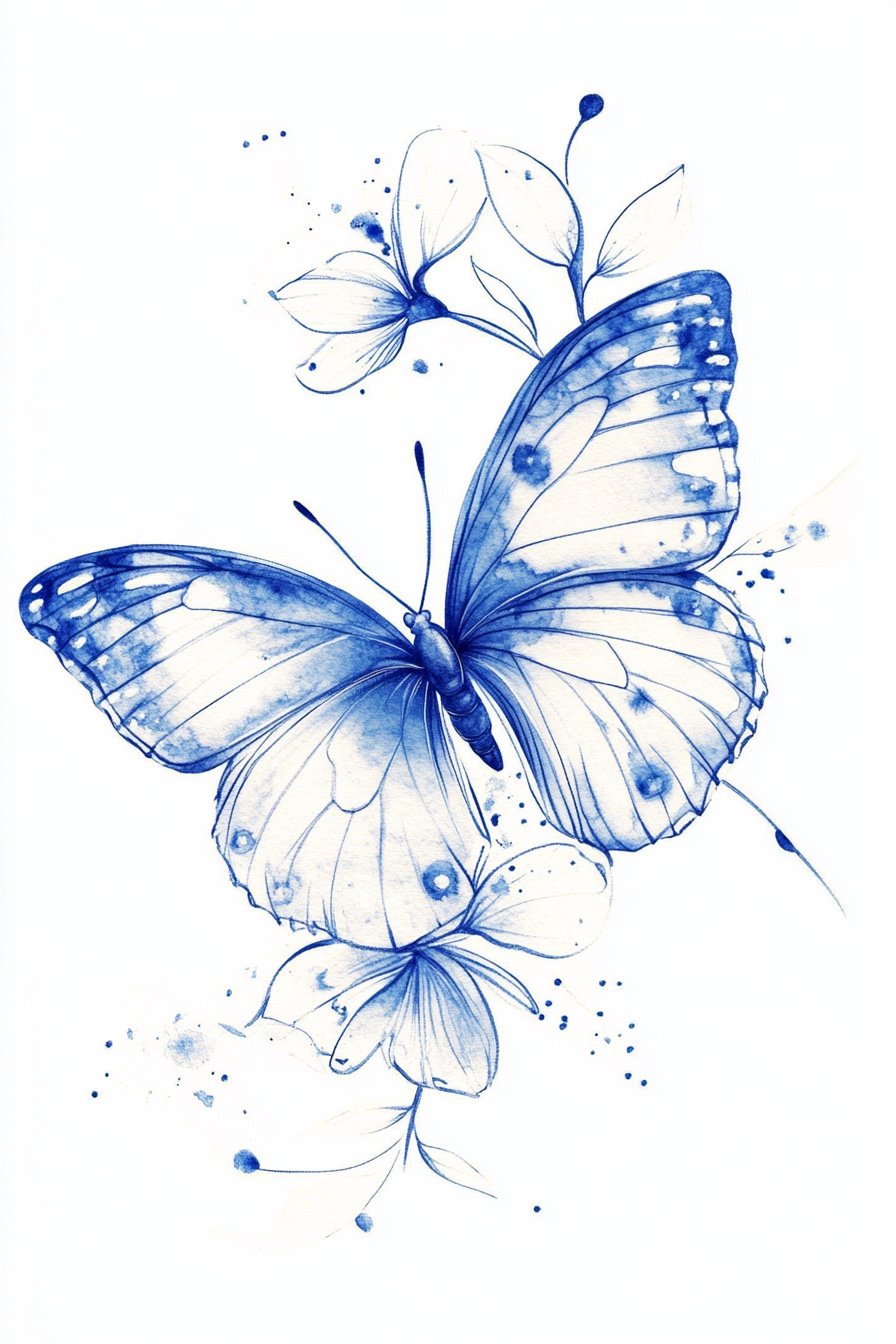 Stencil Small & SImple Butterfly Tattoo Design Ideas 2