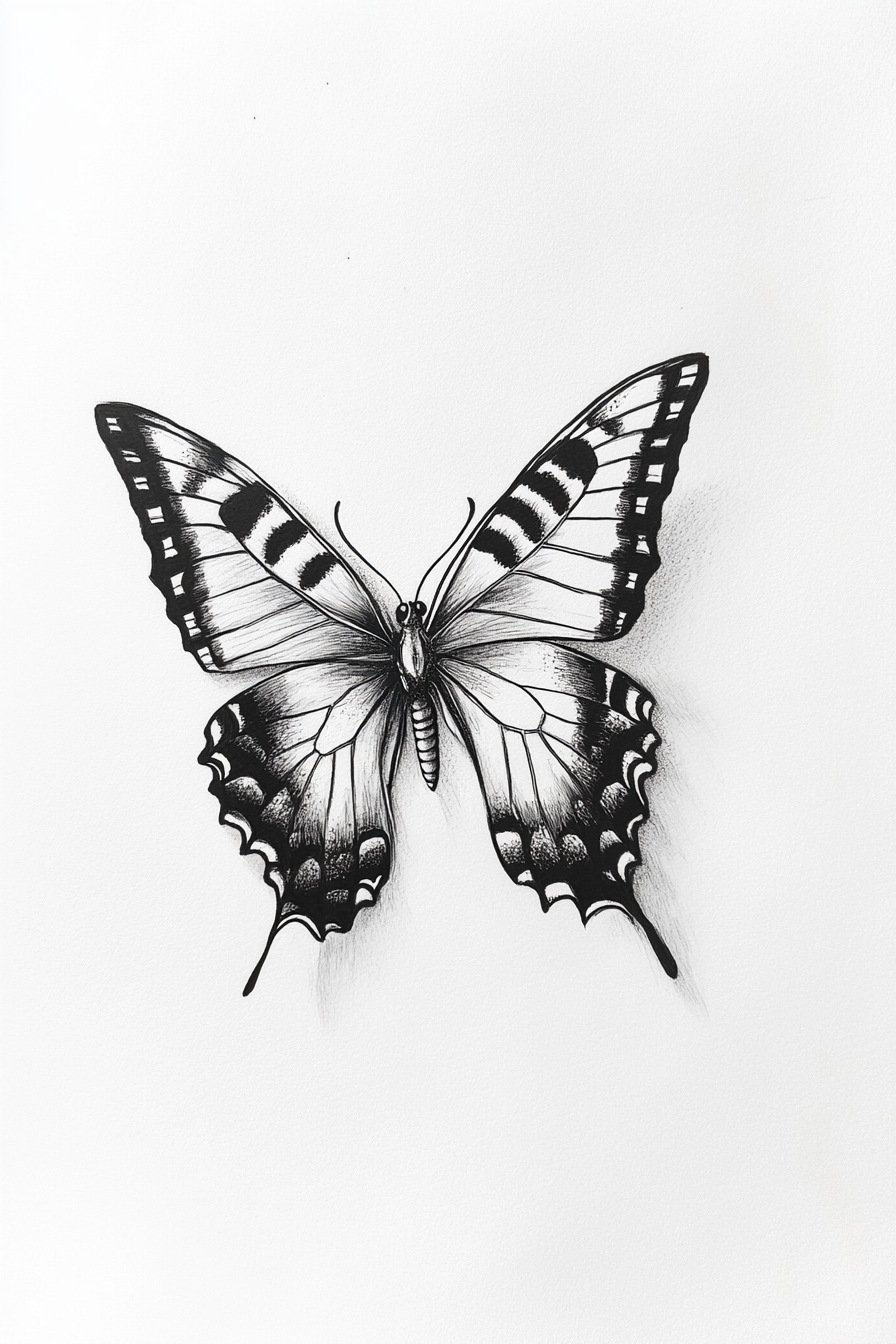 Stencil Small & SImple Butterfly Tattoo Design Ideas 4