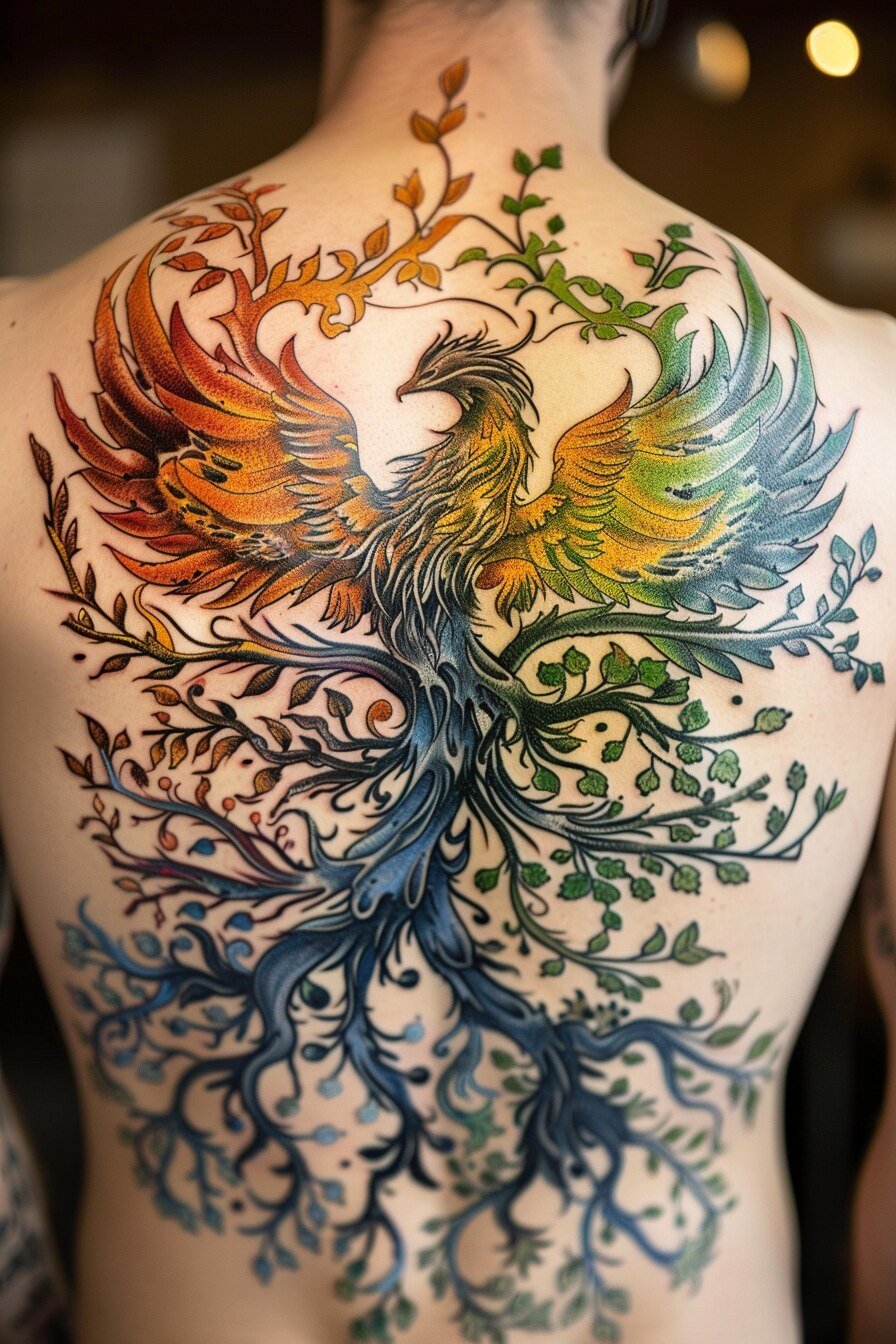 Tree of Life Tattoo Design Ideas For Men 1 (Phoenix)