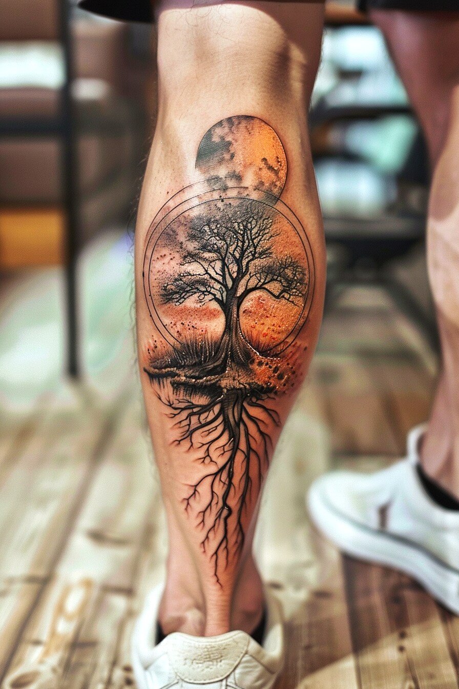 Tree of Life Tattoo Design Ideas For Men 2 (Moon)