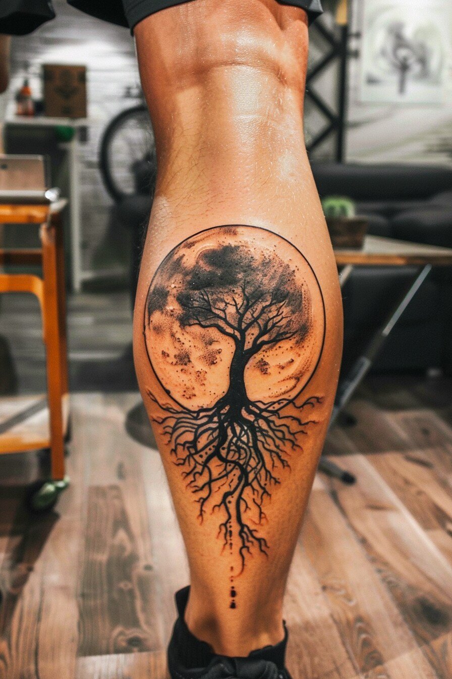 Tree of Life Tattoo Design Ideas For Men 3 (Moon)