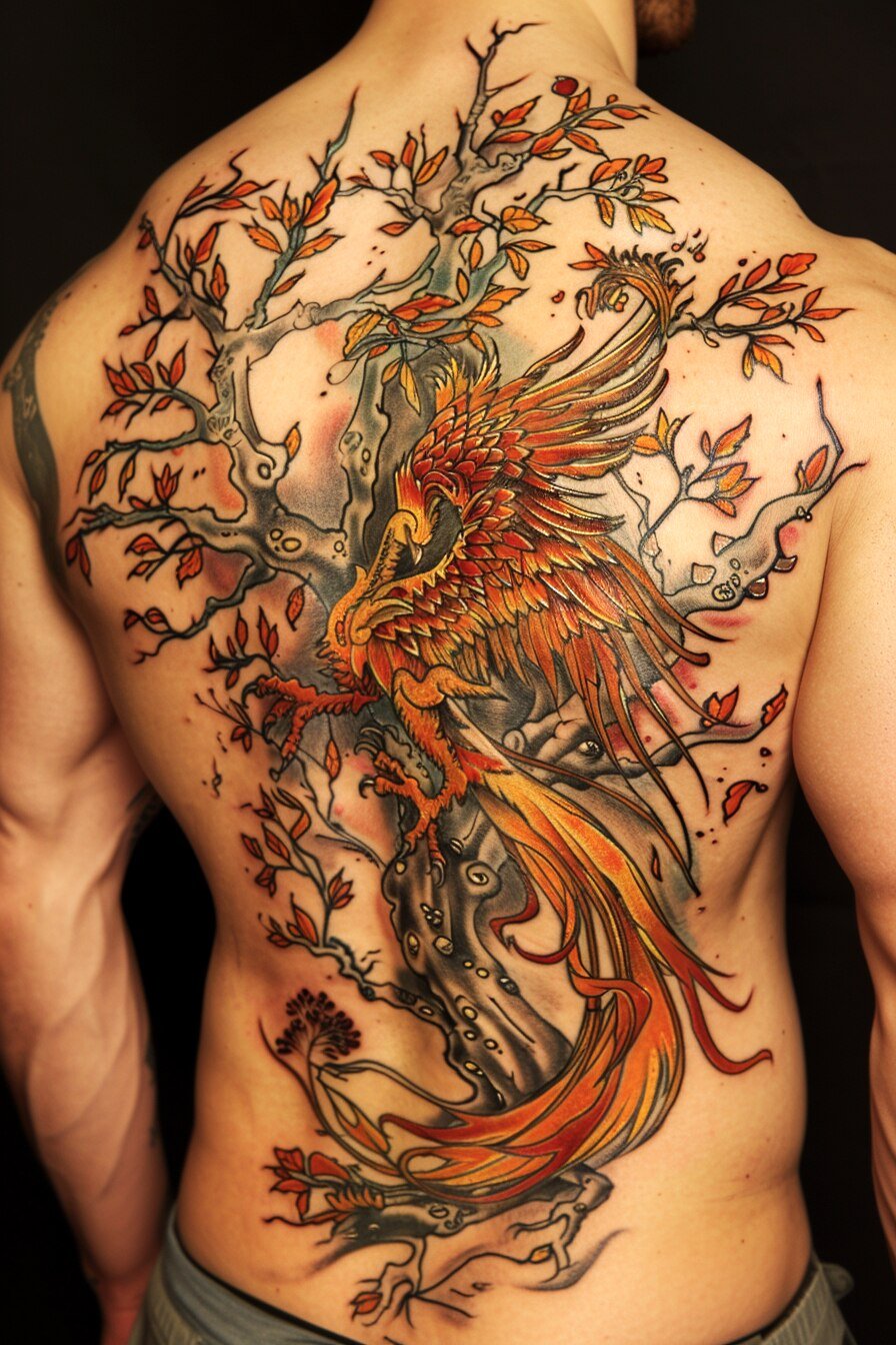 Tree of Life Tattoo Design Ideas For Men 4 (Phoenix)