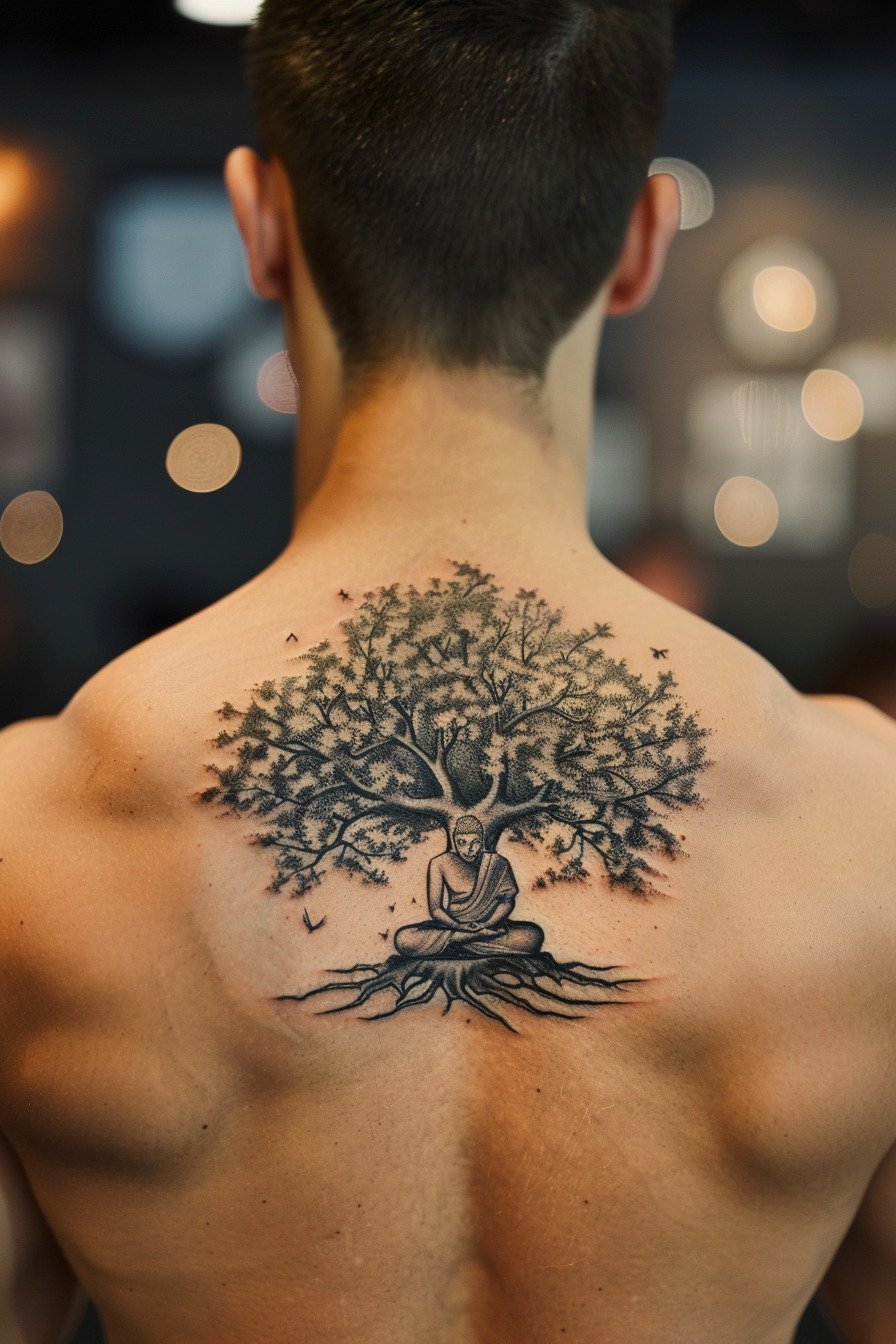 Tree of Life Tattoo Design Ideas For Men 6 (Buddha)