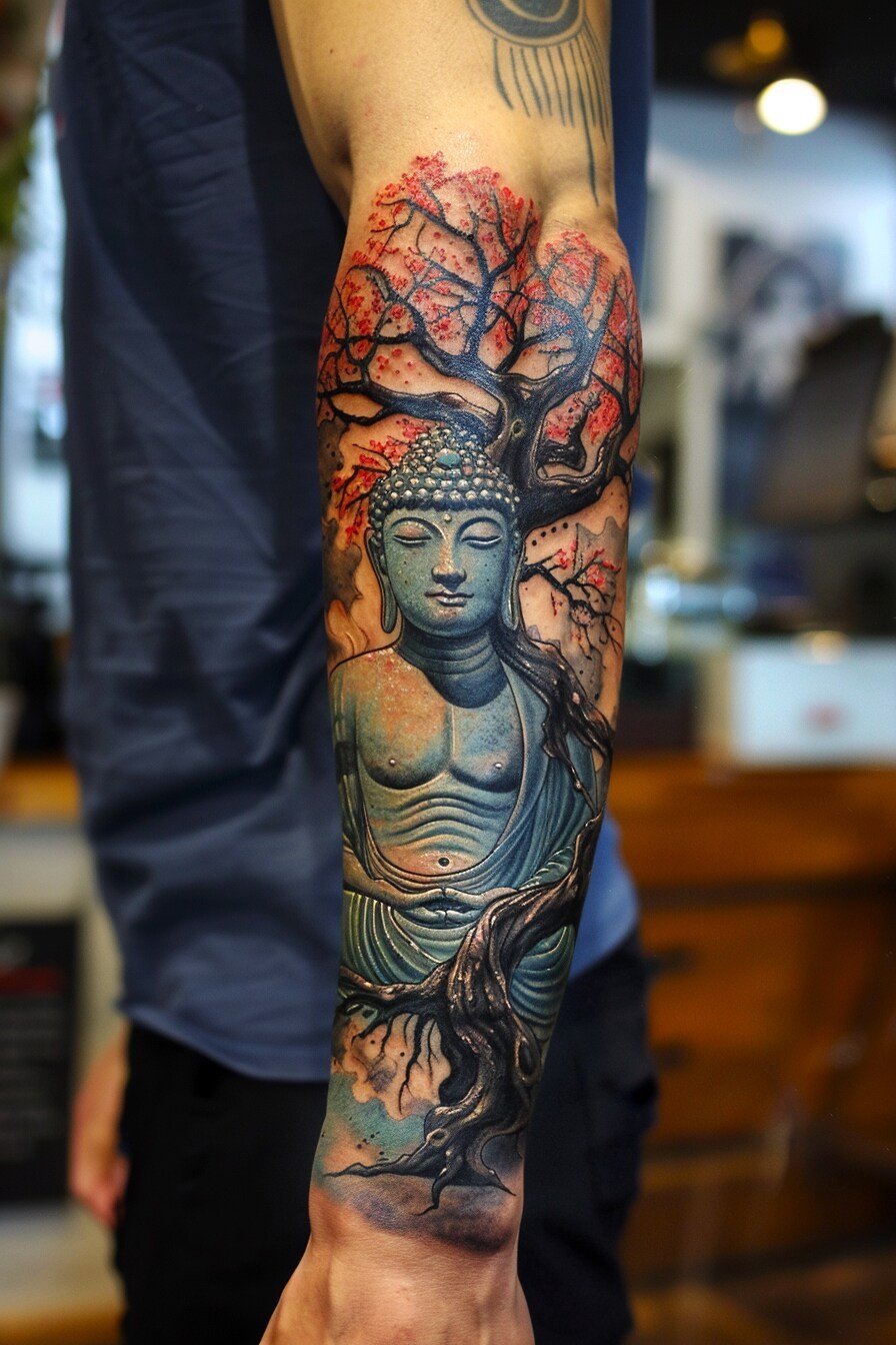 Tree of Life Tattoo Design Ideas For Men 7 (Buddha)