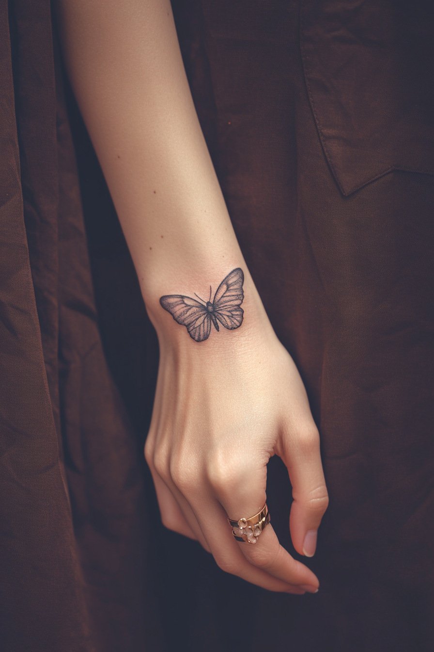 Wrist Small & SImple Butterfly Tattoo Design Ideas 1